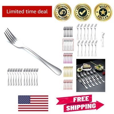 12-Piece Heavy-Duty Stainless Steel Fork Set - Polished Mirror Finish, 8.17 Inch