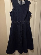 Nine West Women's Denim Fit And Flare Midi Dress US Size 16