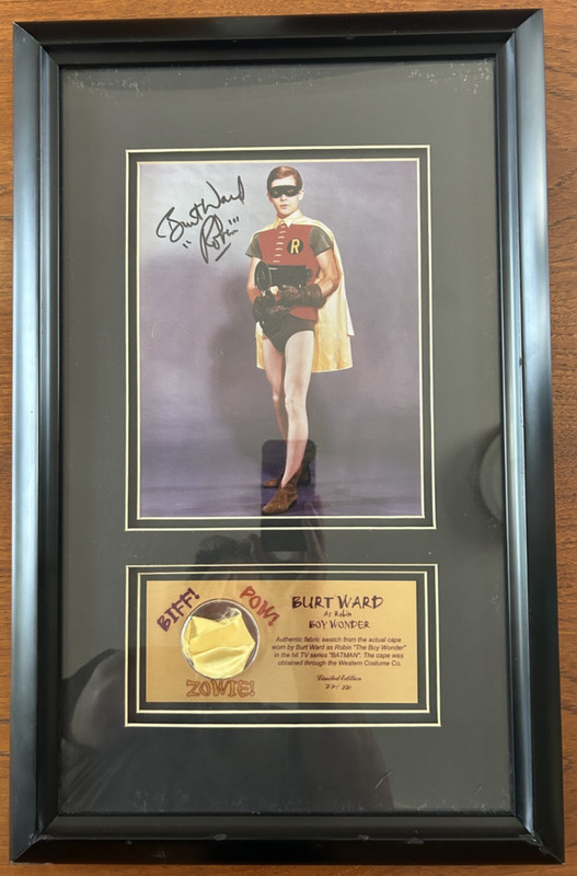 Burt Ward as Robin the Boy Wonder Framed Autographed Photo and Cape Swatch X/250