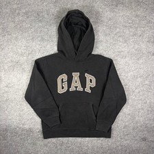 Gap Kids Arch Logo Hoodie Faded Black Embroidered Pullover Sweatshirt XXL 13YRS