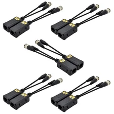 5 Pairs 8MP/4K Passive HD BNC Video Power Balun Transceiver Transmitter Via U...