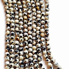 Natural Dalmatian Jasper 4mm Round Beads on 16" Strands Lot of 10 Strands