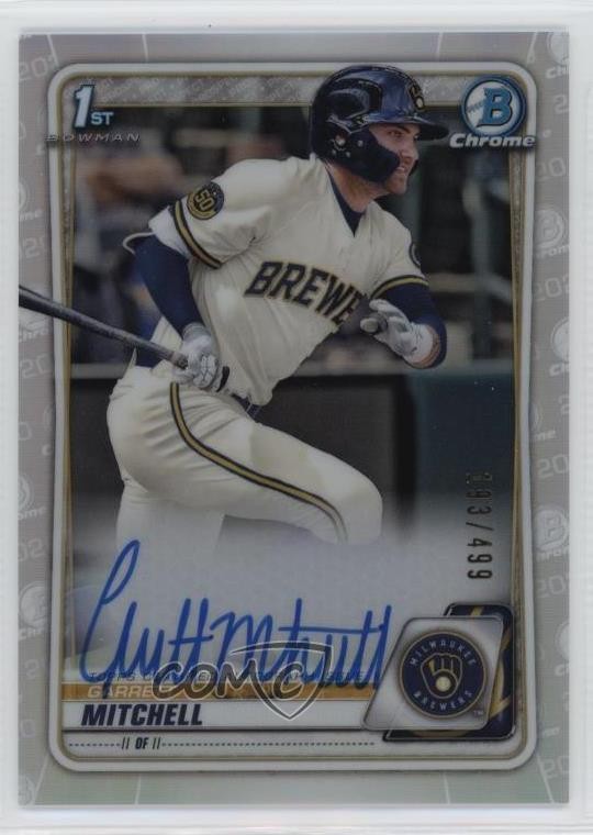 2020 Bowman Draft Chrome Picks Refractor /499 Garrett Mitchell #CDA-GM Auto 10om
