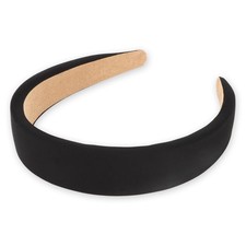 Black Satin Headband Plain Wide Thick Headbands for Women Non Slip Soft Hair ...