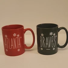 The Memory Company Atlanta Braves Christmas Coffee Mugs 16oz Set Of 2
