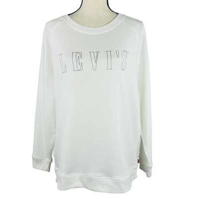 Levi's 3X-Large Sweatshirt Stretch Long Sleeve White w/ Silver Logo Womens New