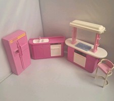 Vintage 90's Barbie Doll Kitchen Furniture Sink Chair Fridge Stove Oven