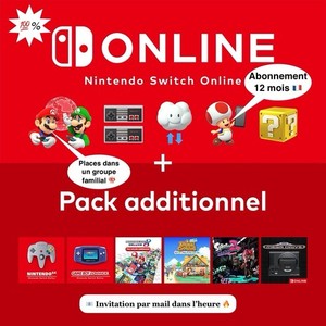 🍄 Nintendo Switch Online + Pack additionnel - 12 Mois 🇪🇺 (groupe Familial)