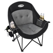 Coldbee Oversized Camping Chairs For - Padded Folding Lawn Chairs Cup Bag