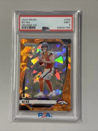 2024 Panini Prizm Bo Nix Orange Ice Psa 9