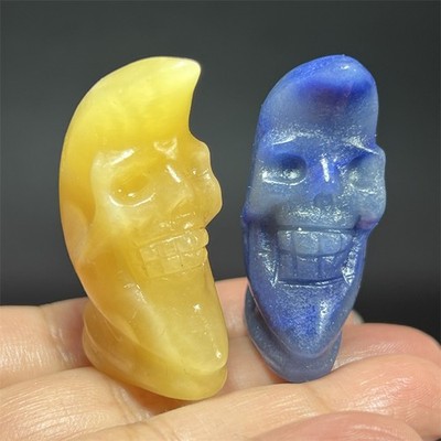 1.6'' Natural Mixed quartz Moon skull quartz crystal skull pendant Random 2pcs