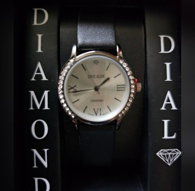 Decade Diamond Dial Women s Watch   Faux Diamond Bezel   Black   New in Box