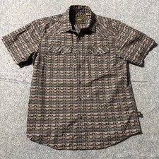 Howler Bros Pearl Snap Shirt Mens S Desert Cactus AOP Short Sleeve Western Bar