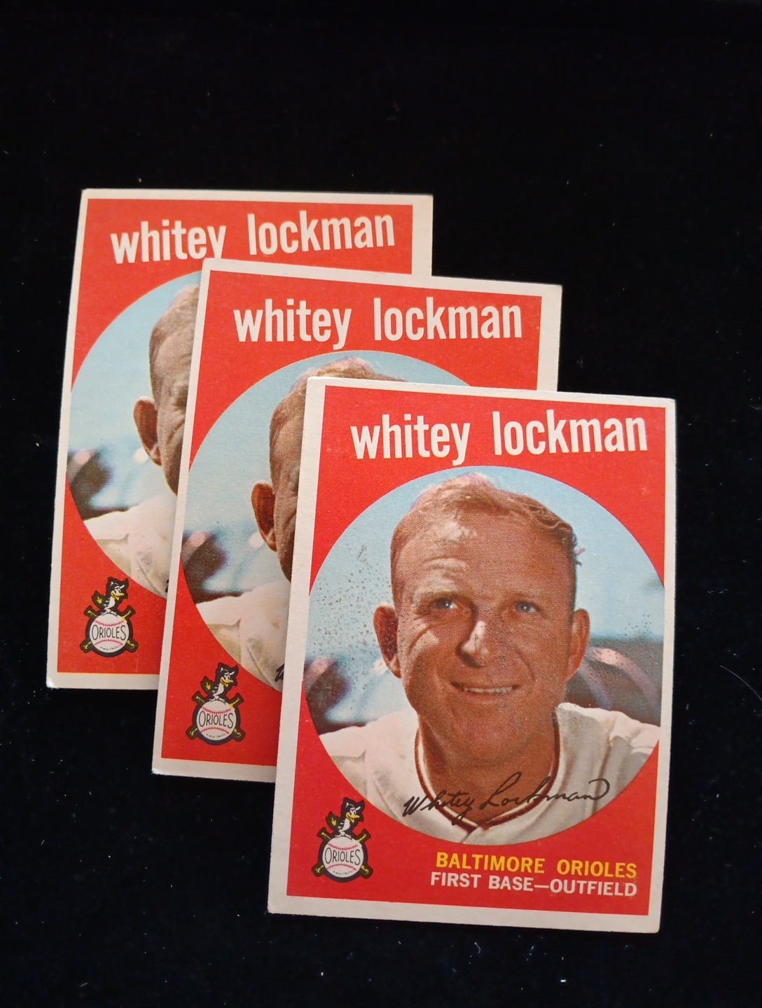 3X WHITEY LOCKMAN 1959 Topps #411  EX/VG WHITE BACK THREE CARDS