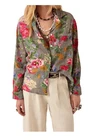MAISON HOTEL Women's Shirt Stripes Ivory Black Floral Piti