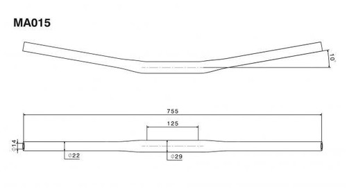 Rizoma Motorrad Lenker Bar 28,6mm schwarz Aluminium MA015 Drag Bar - Bild 2 von 2