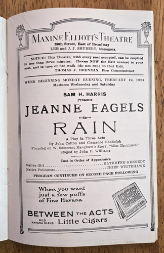 1922 Maxine Elliott's Theatre Program New York City Broadway, Play - Rain - Picture 11 of 14