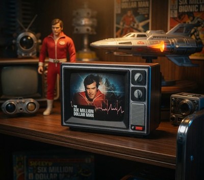 The Six Million Dollar Man Retro TV Display 70s Bionic Sci-Fi Nostalgia