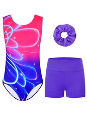 Leotards for Girls Gymnastics Size 8-9 Years Old Rose Blue Flower Sleeveless ...