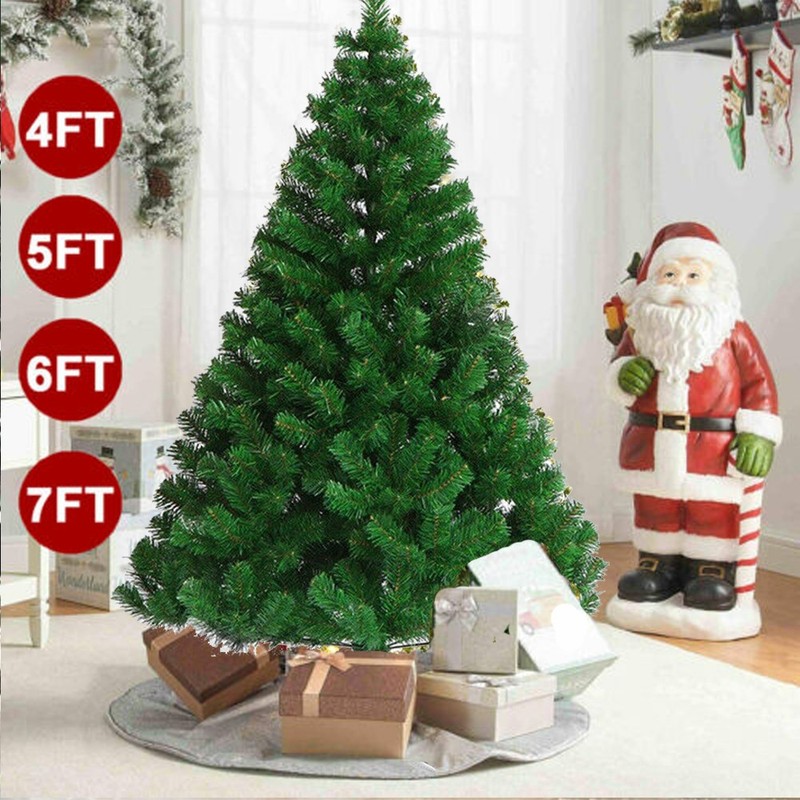 4/5/6/7FT Christmas Tree with LED Lights Artificial Tree Pine Bushy Holiday Xmas
