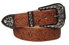 Cognac Western Wear Cowboy Belt Tooled Genuine Leather Rodeo Cinto Vaquero
