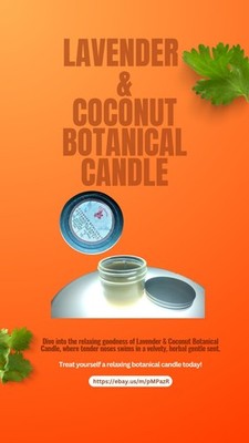 Handmade Lavender & Coconut Wax Candle - 4oz - Pure Essential Oil - Subtle &...