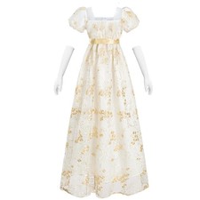 NSPSTT Golden Regency Dresses for Women 1800s Vintage Dress Victorian Ball Go...