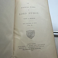 The Poetical Works Of Lord Byron- Vol II -1878- AC102