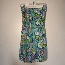Lilly Pulitzer Windsor Strapless Dress Multi Conch Republic Pull On Size M