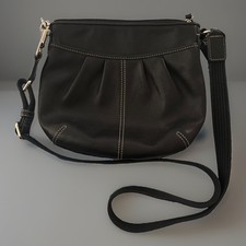 Coach Black Leather Crossbody Pleated Swingpack Bag, F42833