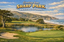 Greetings From SHARP PARK Golf Course - PACIFICA, CA - MODERN Postcard D891