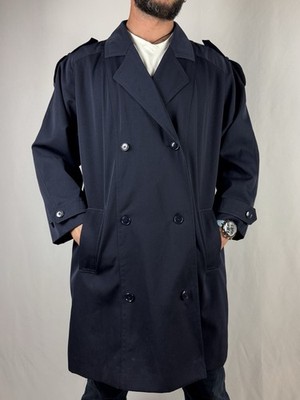 Valmeline Men s Navy Trench Coat - Size 27 (54 Short) - West Germany Vintage