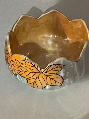 Noritake Hand Painted Autumn Leaf Luster Glaze Scalloped Bowl