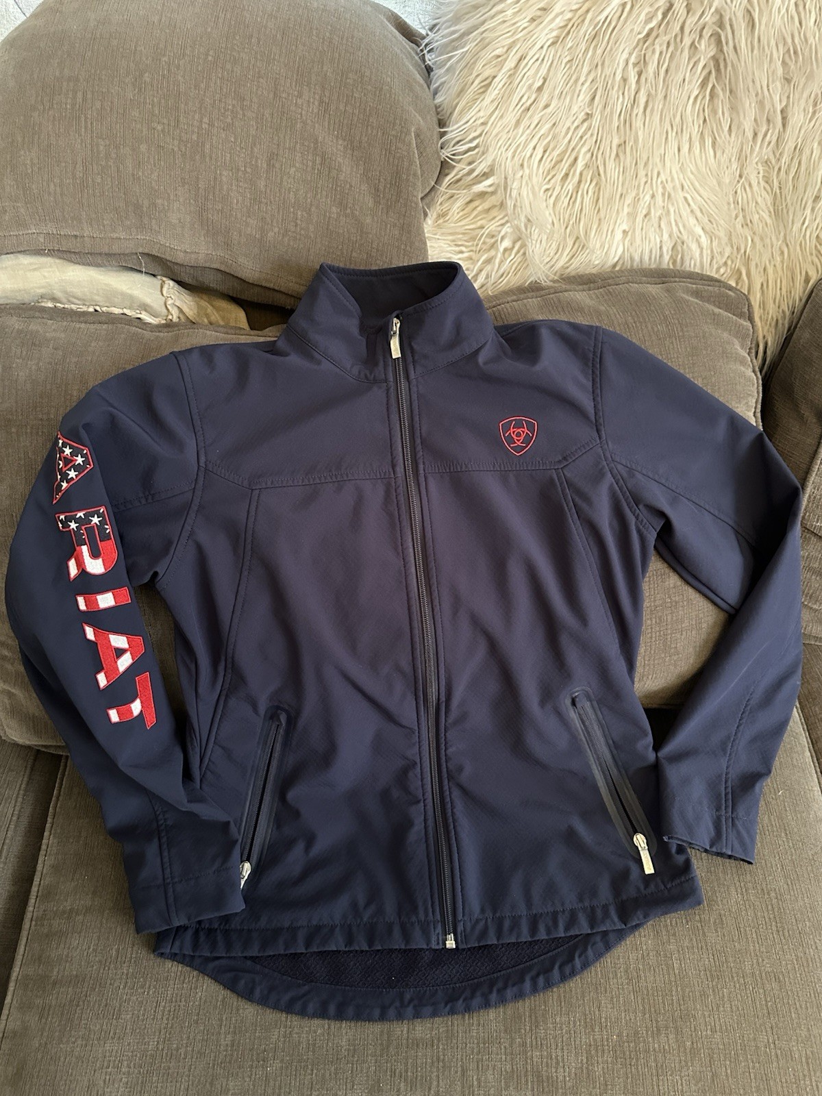 Ariat Women's Medium Team Softshell Jacket Red Wh… - image 1