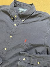 Polo Ralph Lauren Men  s Custom fit Shirt Navy Blue Size XL Custom Fit