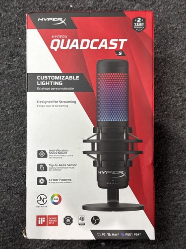 HyperX QuadCast S RGB LED USB Cardioid Microphone - Black - Picture 1 of 4