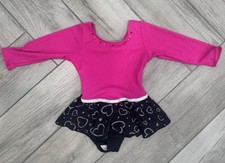 Jacques Moret Girls Dance Leotard Size 4/5 Pink Black Long Sleeves