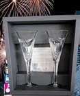 Vintage Signed Waterford Hand-Cut 9.25" Millennium PEACE Toasting Flutes - w/Box