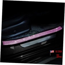 Car Door Sill Protector with Bling Rhinestones 2PCS Edge Guard 7CM x 60CM Pink