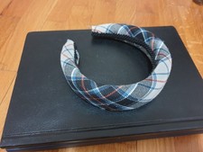 Shrimps Melete Check Wool Headband Padded Tartan Navy Blue Red White