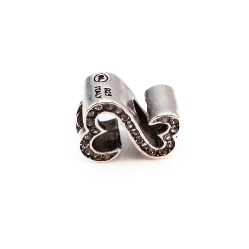 Interlocking Heart Infinity Sterling Silver Charm With Clear Crystal - Picture 4 of 4