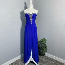 Blondie Nites Royal Blue Jeweled Front Slit Gown Prom Dress Hoco Fairycore Y2k