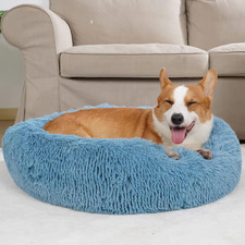 Calming Donut Dogs Beds for Small Dogs Washable,28Inch Plush round Pet Bed for C