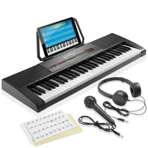 61-Key Clavier électronique numérique, Piano portable Kit débutant avec téléphones, micro