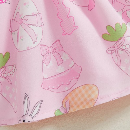 Baby Girl Easter Dress Outfit Ribbed Ruffle Romper Bunny Suspender Skirt Head... - Foto 6 di 7