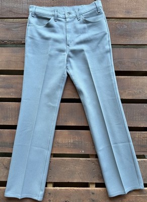 Vintage 70s Levis Sta-Prest 520 Pants 34x32 Slate Blue Black Tab Talon Zip