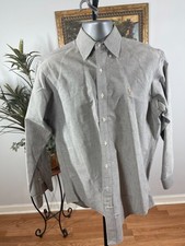 Ralph Lauren Dress Shirt Men's 15.5 Gray Embroidered Logo Long Sleeve Minimalist