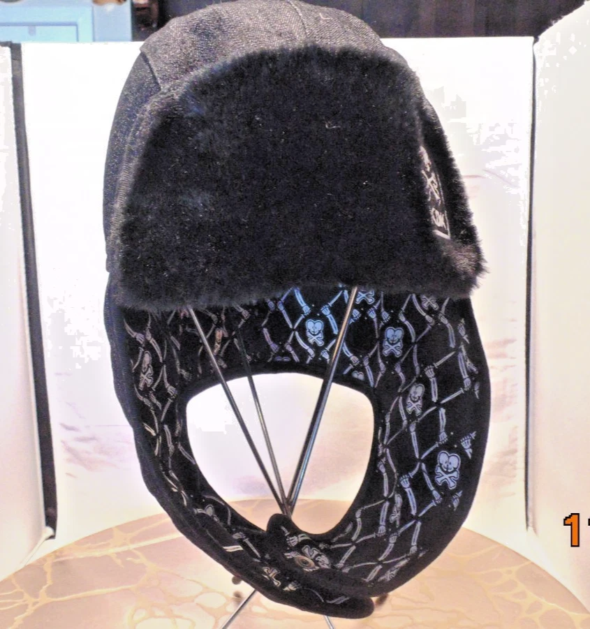 TKDK Tokidoki New Era Double Skulls & Cross Bones Denim Embroidery Trapper Hat - Image 3 of 4