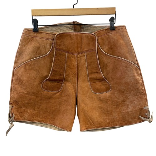 Custom Made Leiderhosen Trachten Natural Leather Shorts Size 34