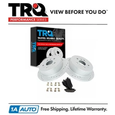 TRQ Brake Pad & Performance Rotor Kit Posi Semi Metallic Rear for Toyota Sienna